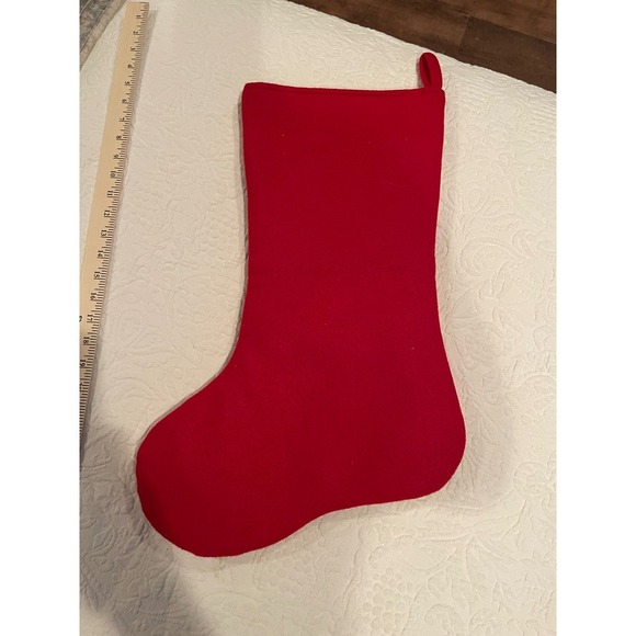 Vintage Santa Riding Reindeer Christmas Holiday Stocking Embroidered - Picture 3 of 3